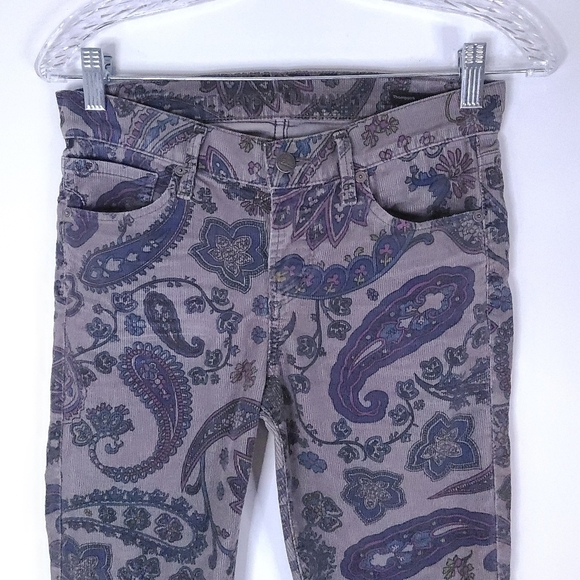 Citizens Of Humanity Thompson Paisley Corduroy Mid Rise Skinny Pants 26 Hippie - Picture 4 of 13